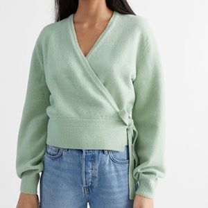 & Other Stories Wrap Cardigan Sweater Pastel Green Small